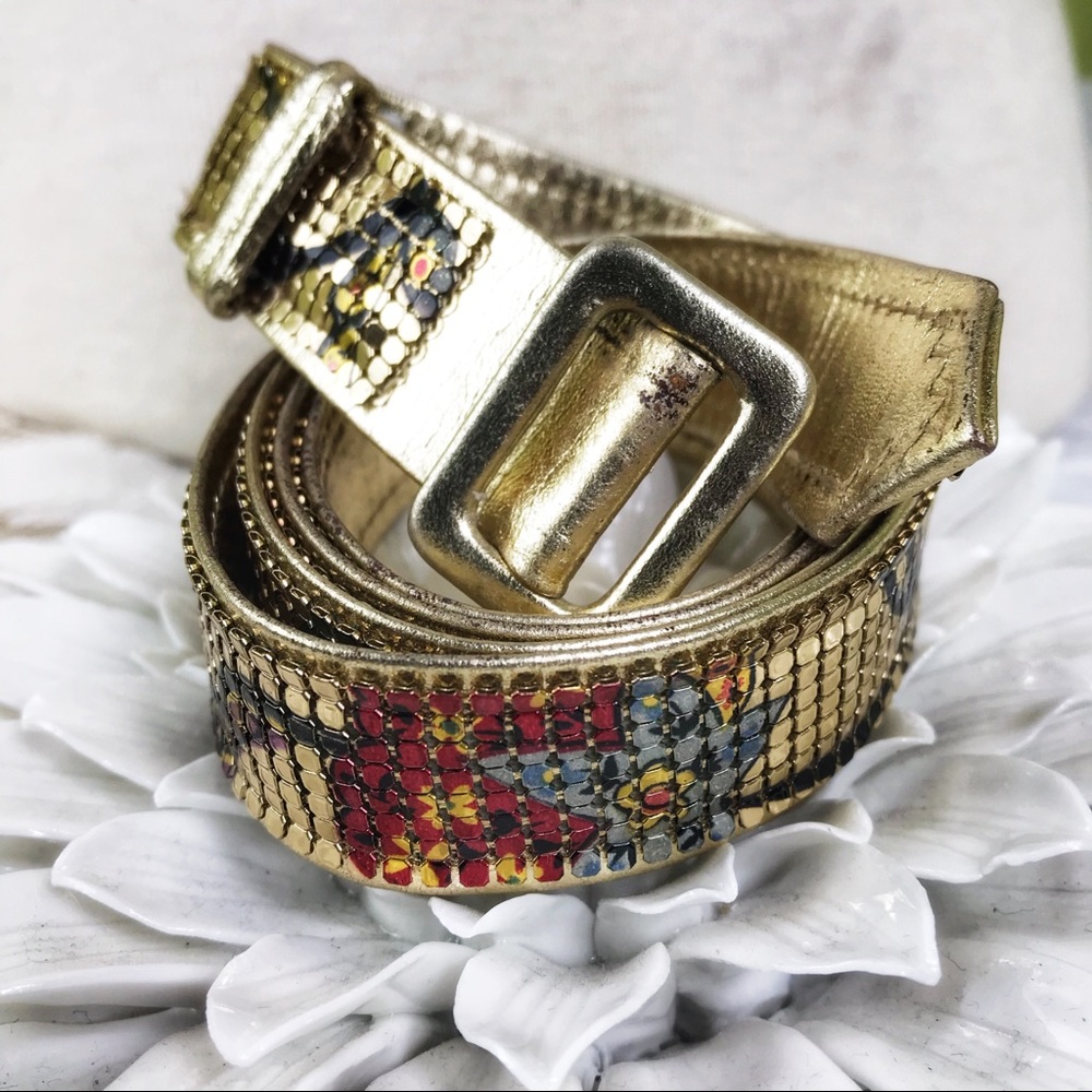 Whiting & Davis belt vintage metal mesh gold OS